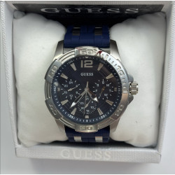 Reloj Guess U0366g2 Original Silicona Y Acero Inoxidable Azul Plateado Azul