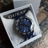 Reloj Guess U0366g2 Original Silicona Y Acero Inoxidable Azul Plateado Azul