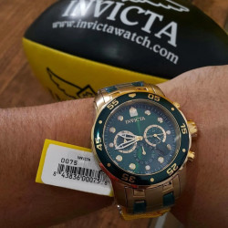 Reloj Invicta Pro Diver 0075 Dorado Cronografo Dorado Verde Verde