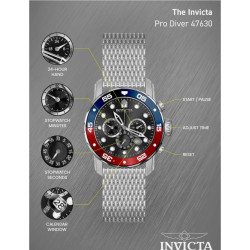 Reloj Invicta 47630 Acero inoxidable cronografo